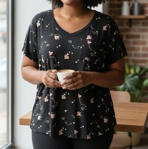 Torrid Black Heart Print Pajama Top